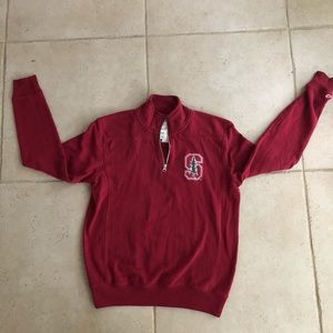 STANFORD red quarter zip sweater